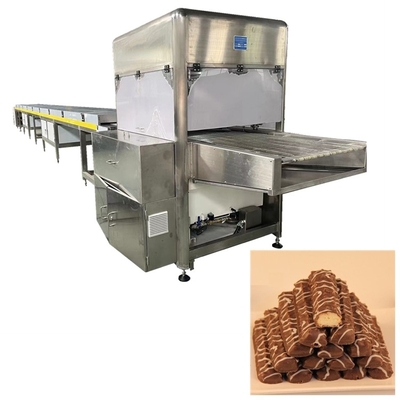 Automatic Stainless Steel Chocolate Enrobing Machine 800 MM Wide Belt Copeland Compressor PLC Control