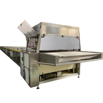 Automatic Stainless Steel Chocolate Enrobing Machine 800 MM Wide Belt Copeland Compressor PLC Control