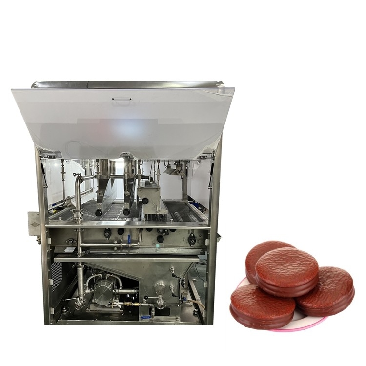 Automatic Stainless Steel Chocolate Enrobing Machine 800 MM Wide Belt Copeland Compressor PLC Control