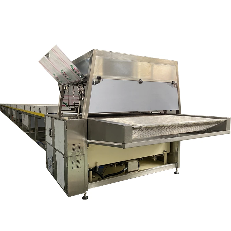 Automatic Stainless Steel Chocolate Enrobing Machine 800 MM Wide Belt Copeland Compressor PLC Control